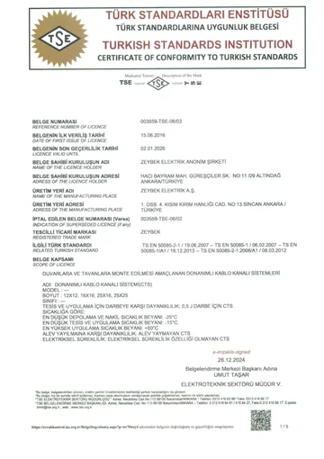 A TS EN 50085-2-1 PVC kábelcsatornák eredeti gyártói PDF első oldalának kicsinyített indexképe